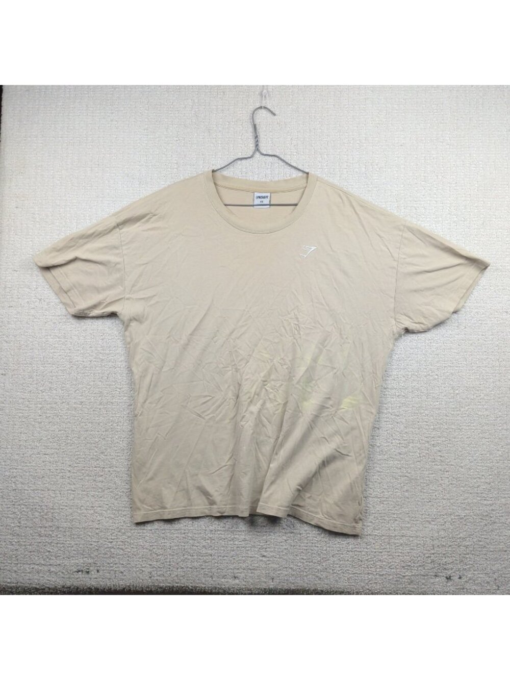 Gymshark T Shirt Womens XXL Oversized Training Cotton B1A7M Beige Sand Defect**